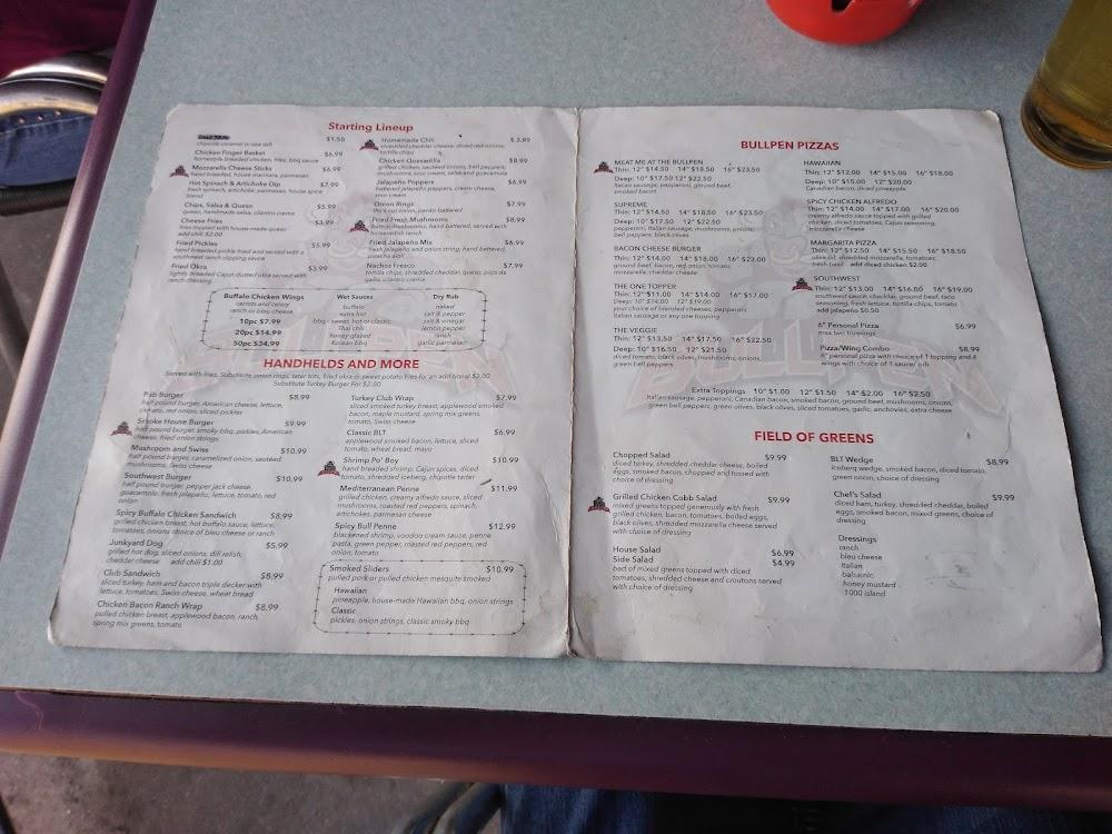 Bullpen Pizza Menu image 1