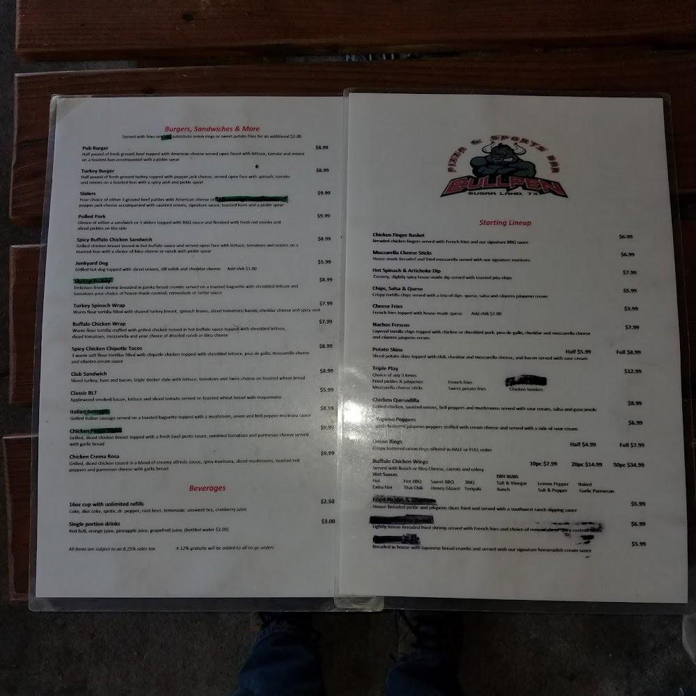 Bullpen Pizza Menu image 2